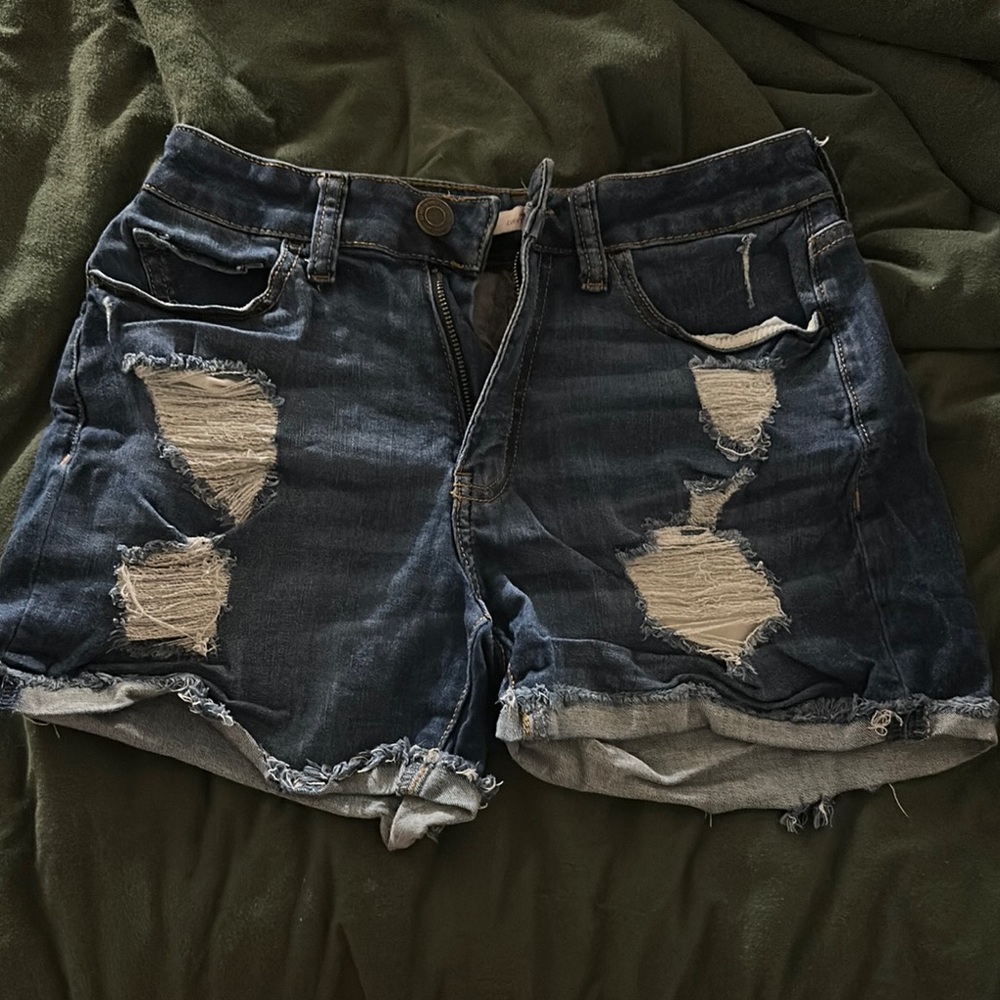High Rise Curvy Midi Denim Shorts